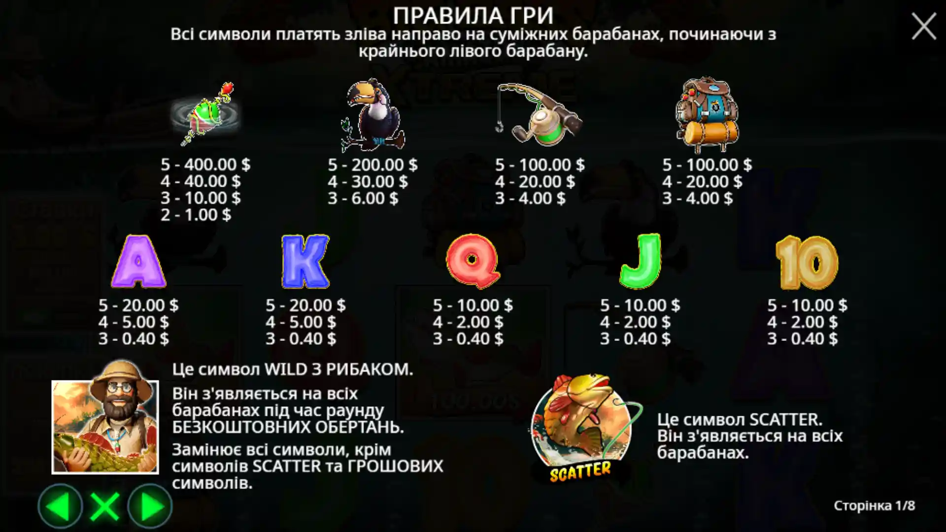 Big Bass Amazon Xtreme символы